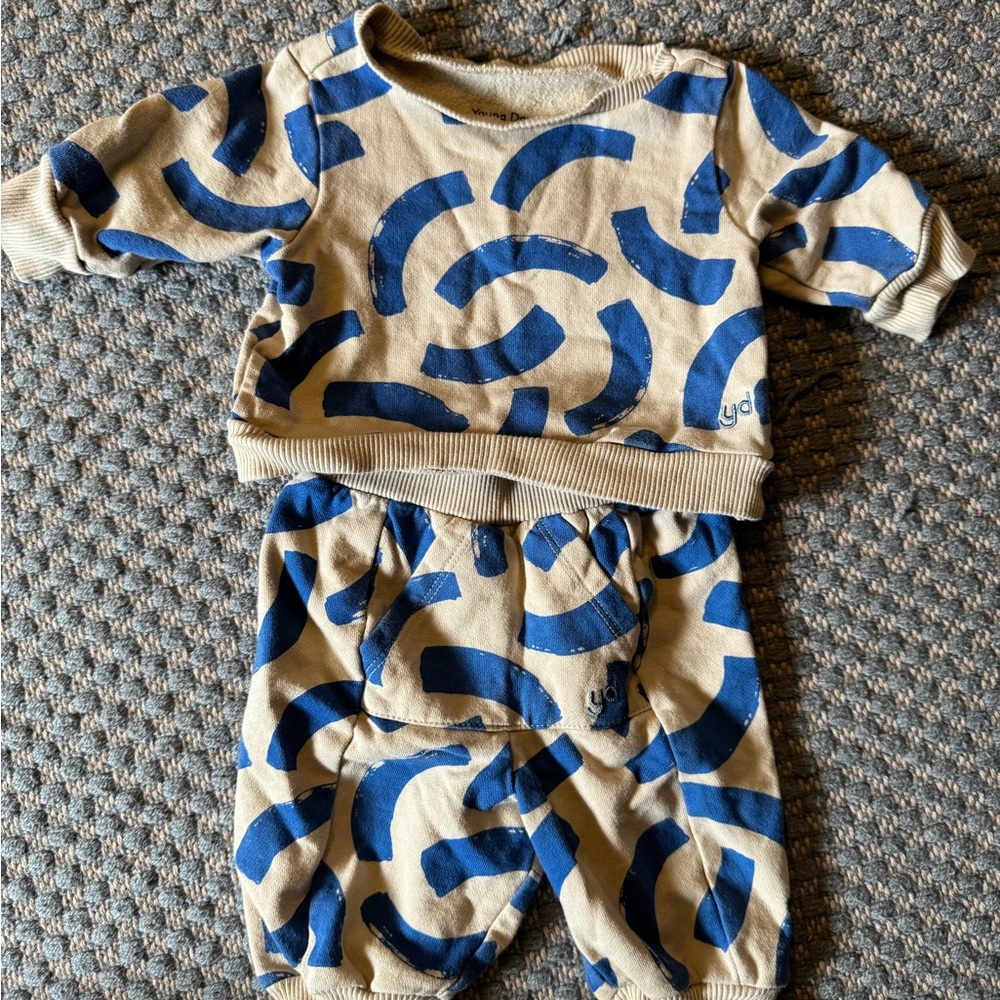 Young Days Blue Brushstroke Print Two-Piece Sweatshirt & Jogger Set